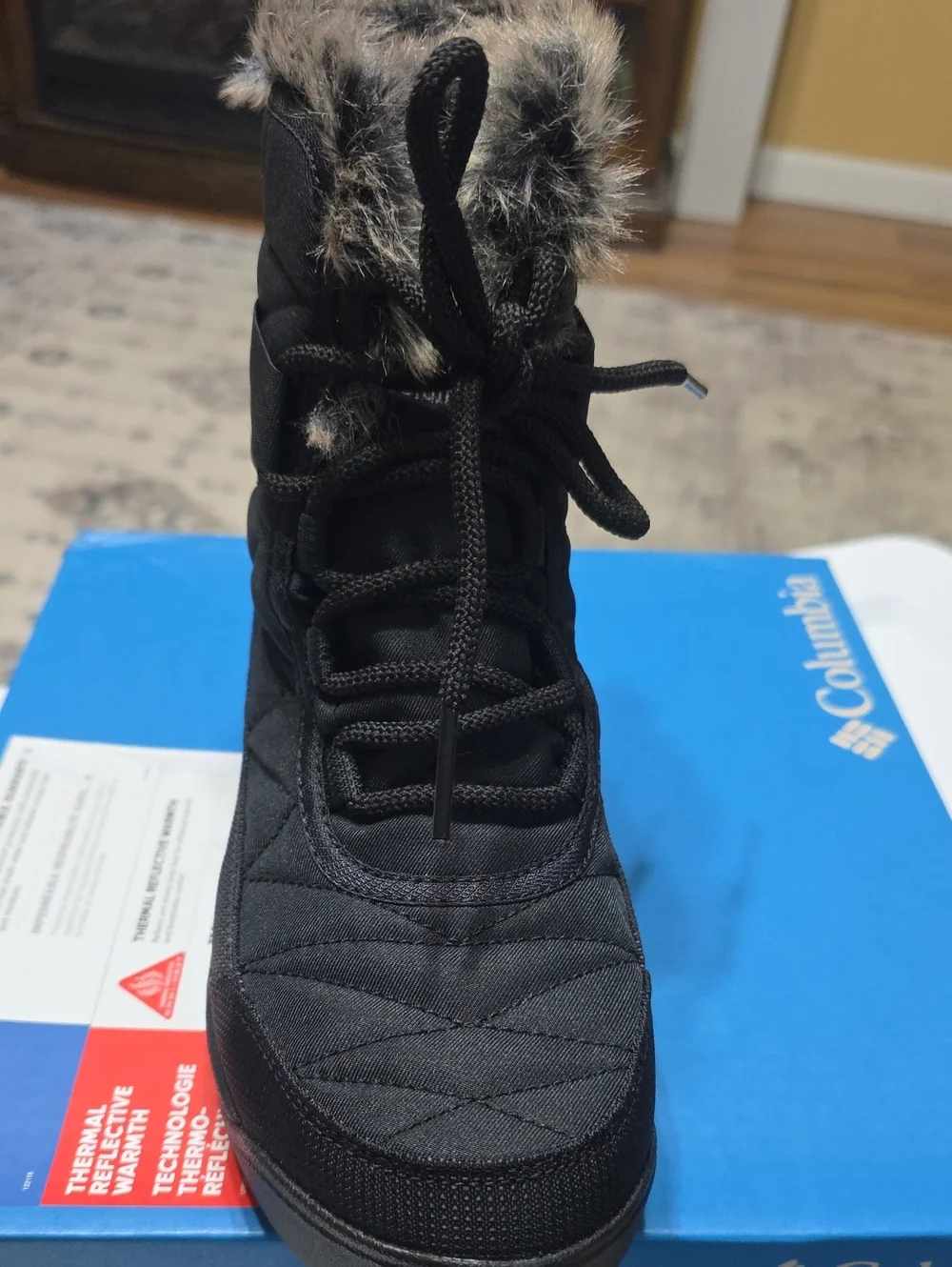 Columbia Black Faux-Fur Trim Insulated Winter Boot